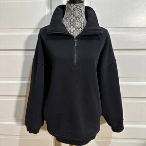 Lululemon Thick Fleece Oversized Half-Zip Funnel Neck Size M/L Black $148
